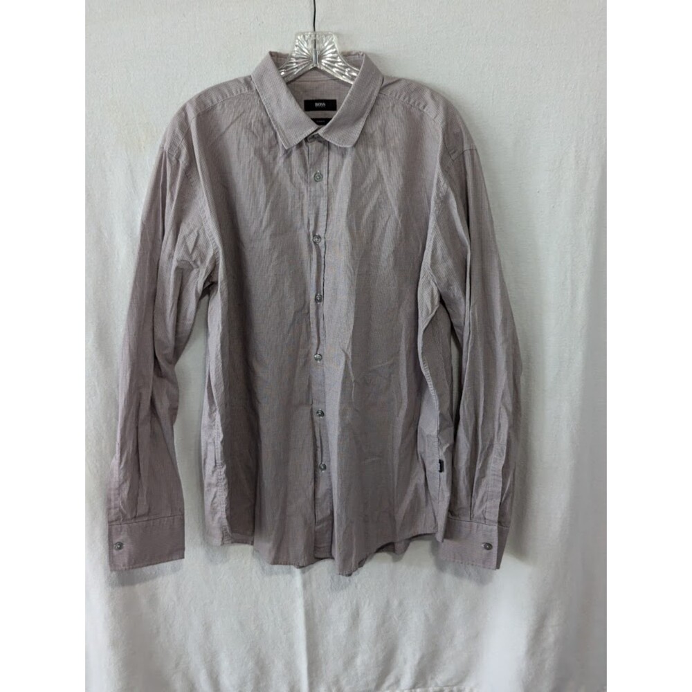 Men's Boss Hugo Boss Slim Fit Plaid Long Sleeve Button Up Shirt Size 2XL/XXL - Picture 1 of 11